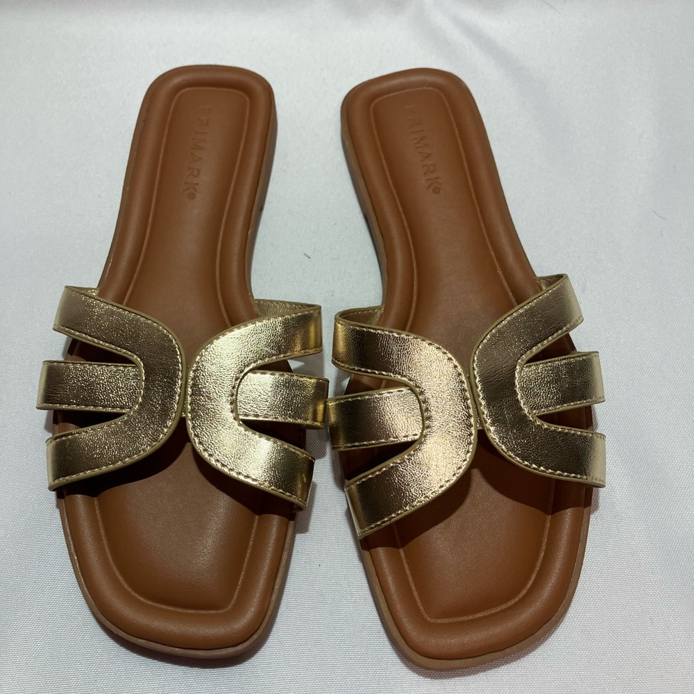 Primark Metallic Gold Slide Sandals